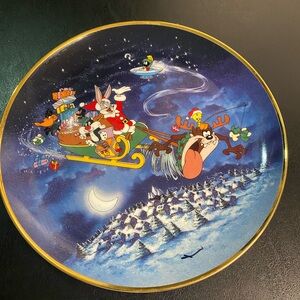 Franklin Mint Looney Tunes “What’s Up Santa?” Collectors Plate Perfect!